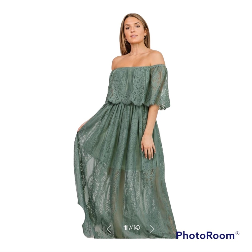 Baltic Born Caroline Lace Maxi Dress Dusty Green